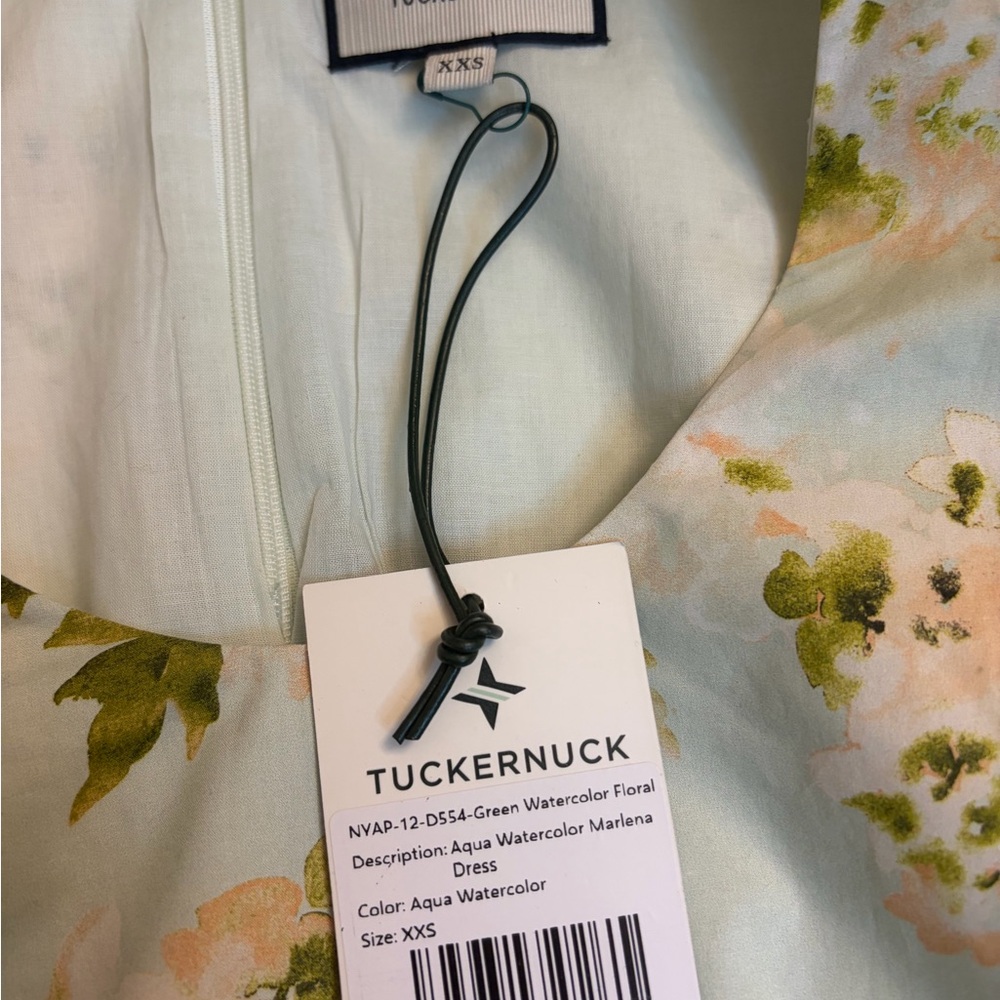 TUCKERNUCK Aqua Watercolor Marlena Floral Midi Dress Cinch Waist NWT - Picture 6 of 10